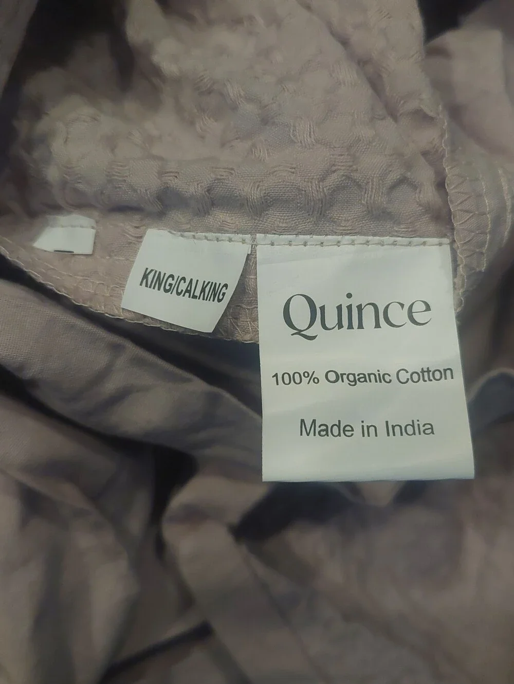 Quince 100% Organic Cotton Waffle Sand Duvet Cover! King/ Cal King  (268)